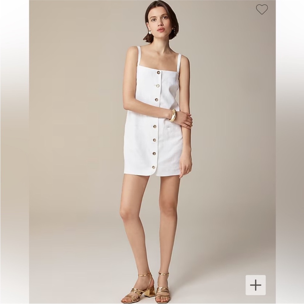 J Crew Claudia Linen Dress in White XS GUC